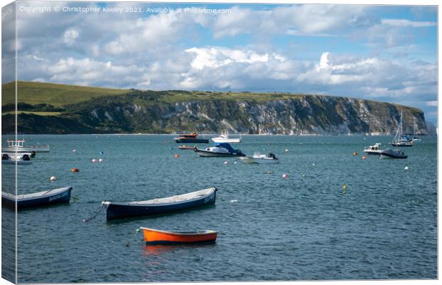 Boats in Swanage harbour Canvas Print by Christopher Keeley