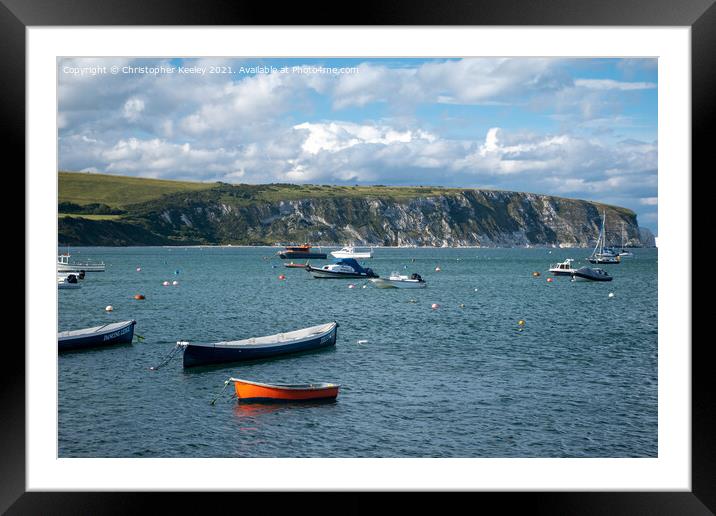 Boats in Swanage harbour Framed Mounted Print by Christopher Keeley