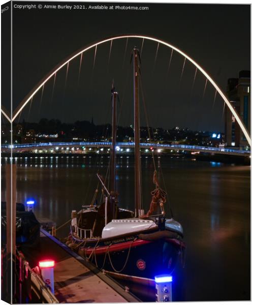 Newcastle Quayside at Night Canvas Print by Aimie Burley