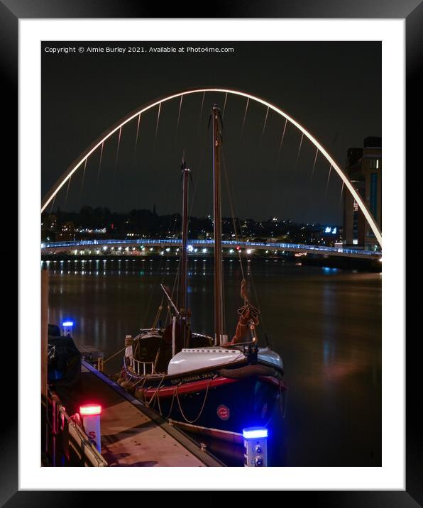 Newcastle Quayside at Night Framed Mounted Print by Aimie Burley