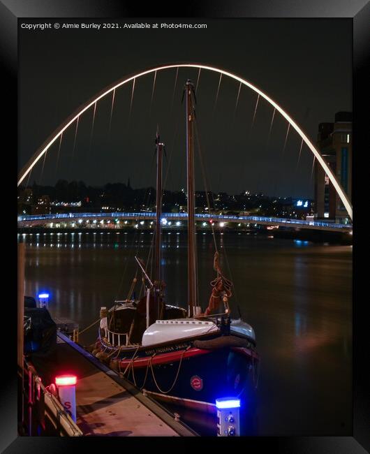 Newcastle Quayside at Night Framed Print by Aimie Burley