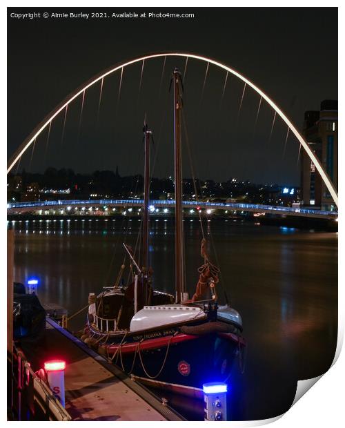 Newcastle Quayside at Night Print by Aimie Burley
