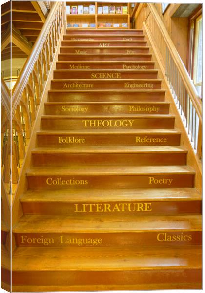The Literary Staircase Canvas Print by Richard Downs