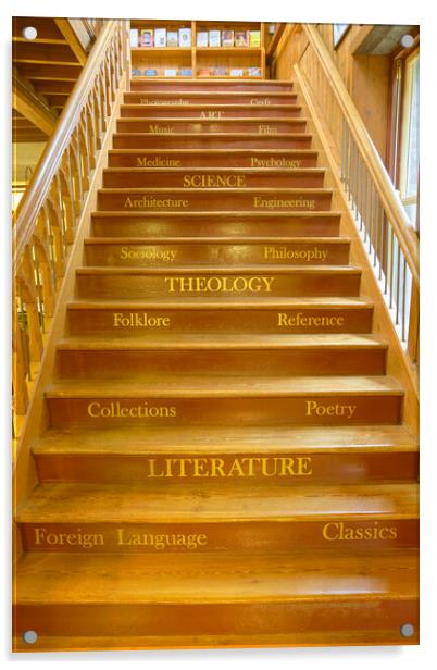 The Literary Staircase Acrylic by Richard Downs