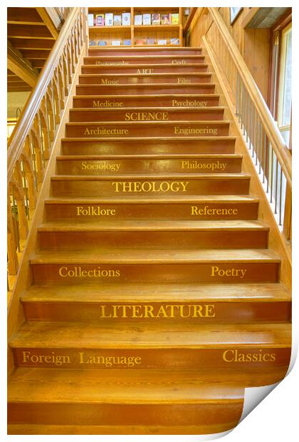 The Literary Staircase Print by Richard Downs