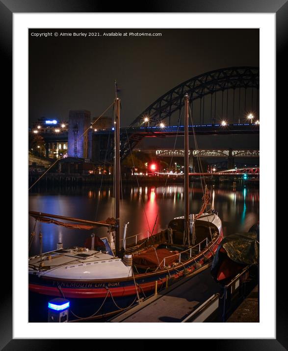 Tynemouth Lifeboat at Night Framed Mounted Print by Aimie Burley