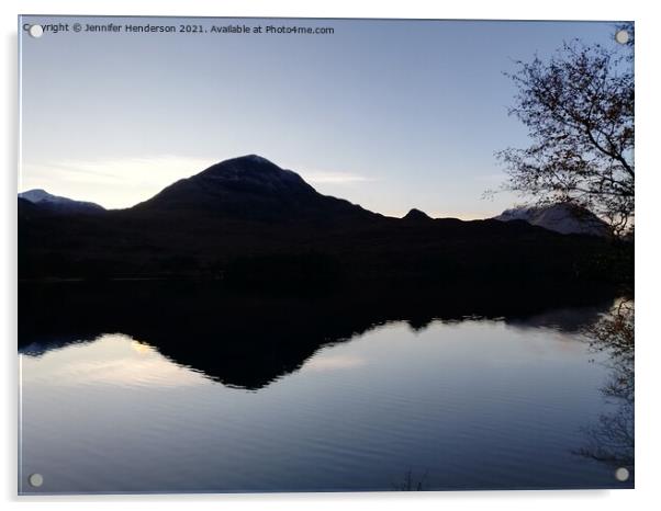 Sgurr Dubh reflected in Loch Coulin Acrylic by Jennifer Henderson