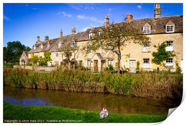 Lower Slaughter cottages Print by Chris Rose