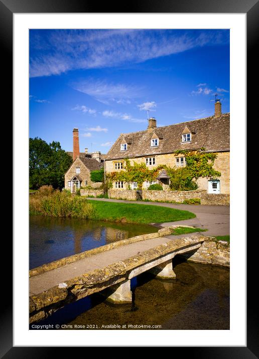 Lower Slaughter, idyllic riverside cottages Framed Mounted Print by Chris Rose