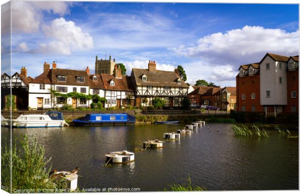 Tewkesbury riverside cottages Canvas Print by Chris Rose