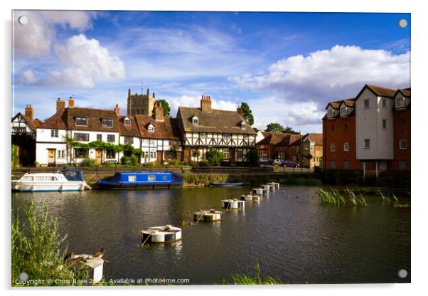 Tewkesbury riverside cottages Acrylic by Chris Rose