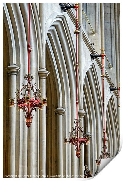 Illuminated Gothic Arches Print by Roger Mechan