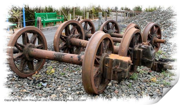 Rusty Old Railway Wagon Wheels Print by Kevin Maughan