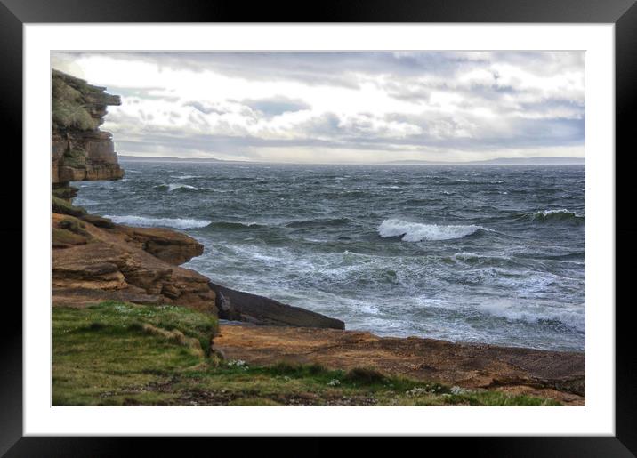 Stormy Sea at Burghead, Moray Coast Framed Mounted Print by Jacqi Elmslie
