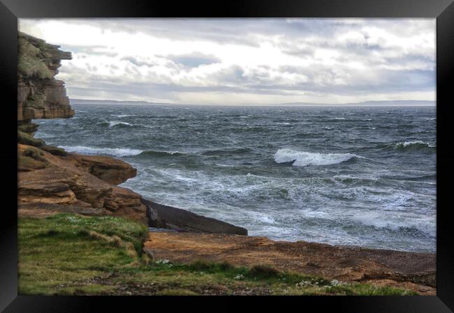 Stormy Sea at Burghead, Moray Coast Framed Print by Jacqi Elmslie