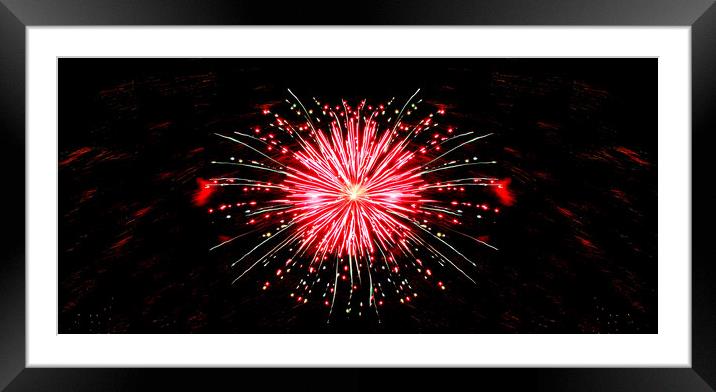 Firework In The Night Sky Over Whitley Bay Framed Mounted Print by Kevin Maughan