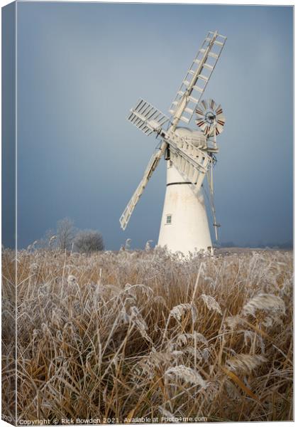 Frosty Thurne Mill Canvas Print by Rick Bowden