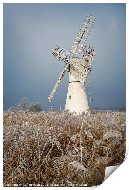 Frosty Thurne Mill Print by Rick Bowden