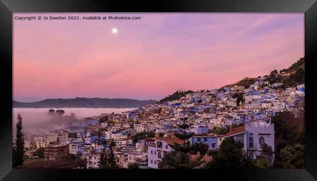 Chefchaouen at Sunrise Framed Print by Jo Sowden