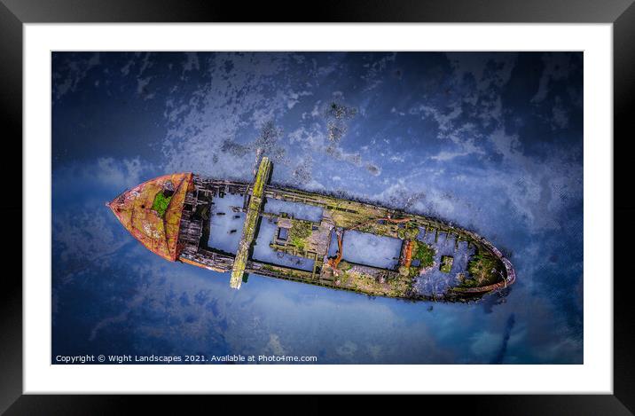 Ghostship Foating On A Sea Of Clouds Framed Mounted Print by Wight Landscapes