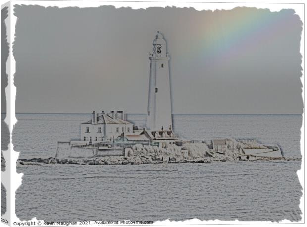 St Marys Lighthouse Digital Art 4 Canvas Print by Kevin Maughan