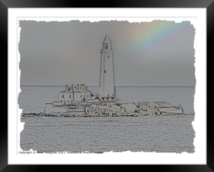 St Marys Lighthouse Digital Art 4 Framed Mounted Print by Kevin Maughan