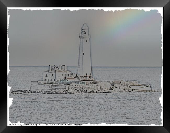 St Marys Lighthouse Digital Art 4 Framed Print by Kevin Maughan