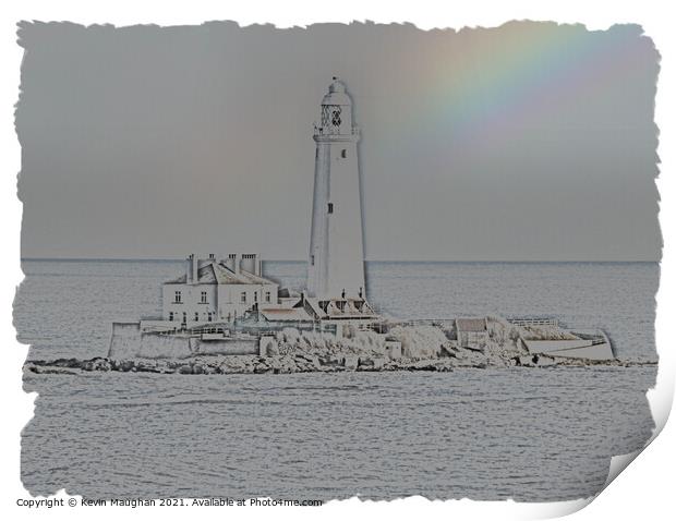 St Marys Lighthouse Digital Art 4 Print by Kevin Maughan
