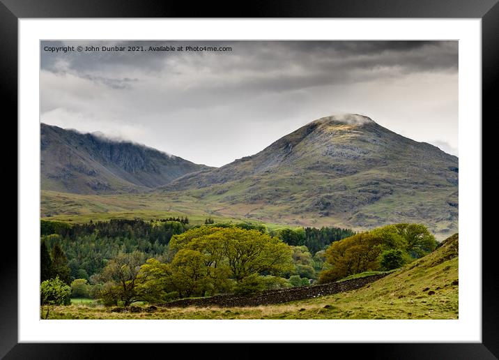 The Old Man of Coniston and Dow Crag Framed Mounted Print by John Dunbar