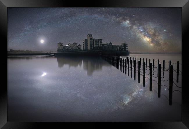 Knightstone and The Milky Way Framed Print by David Neighbour