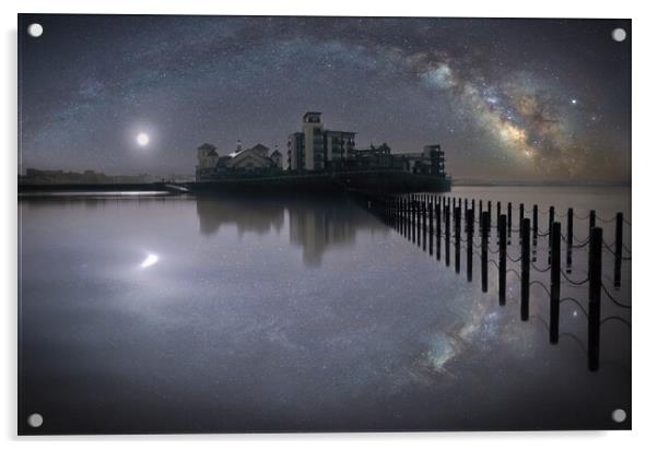 Knightstone and The Milky Way Acrylic by David Neighbour