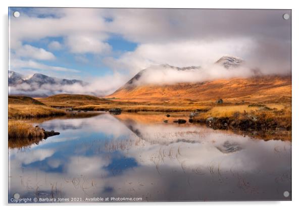 Moody Blackmount Mist over Rannoch Moor Acrylic by Barbara Jones