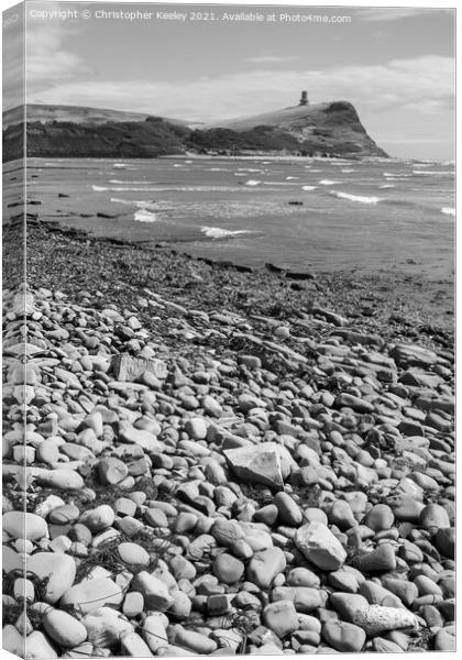Black and white Kimmeridge Bay Canvas Print by Christopher Keeley