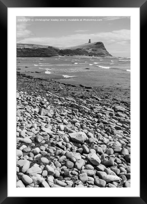 Black and white Kimmeridge Bay Framed Mounted Print by Christopher Keeley