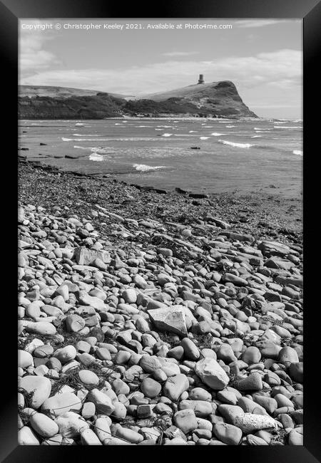 Black and white Kimmeridge Bay Framed Print by Christopher Keeley