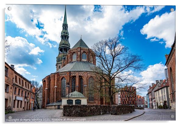 Saint Peter's church in Riga, Latvia Acrylic by Maria Vonotna