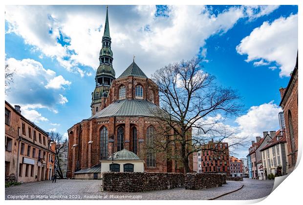 Saint Peter's church in Riga, Latvia Print by Maria Vonotna