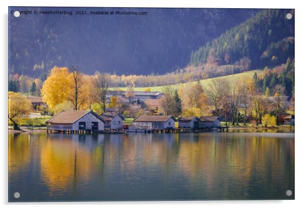 Schliersee Boathouses Acrylic by rawshutterbug 