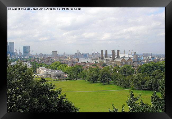 London view from Greenwich Framed Print by Laura Jarvis