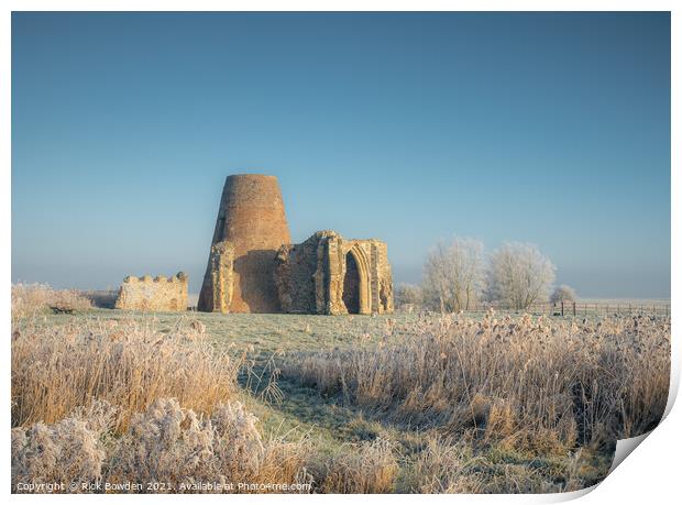 Winters Icy Grip on St Bennets Abbey Print by Rick Bowden