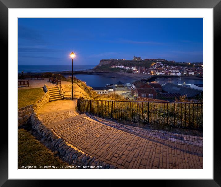Whitby Night Framed Mounted Print by Rick Bowden