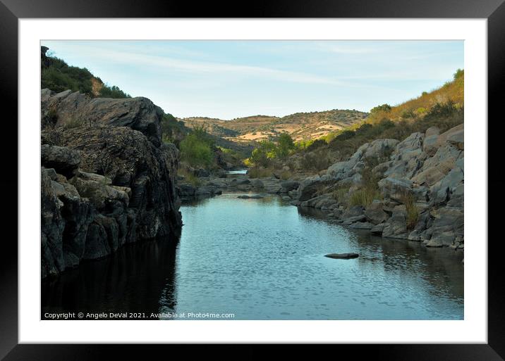 Calm Waters of Vascao River Framed Mounted Print by Angelo DeVal