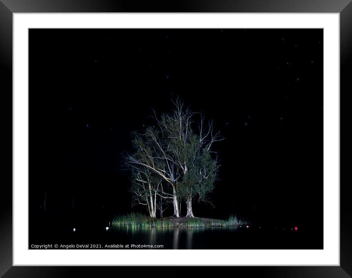 Sao Domingos Beach Islet at Night Framed Mounted Print by Angelo DeVal