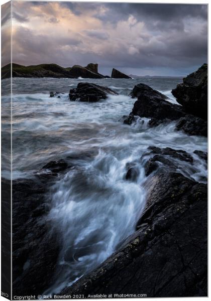 Clachtoll Rocks Canvas Print by Rick Bowden