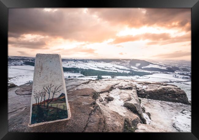 Roseberry Topping Trig point Framed Print by Kevin Winter