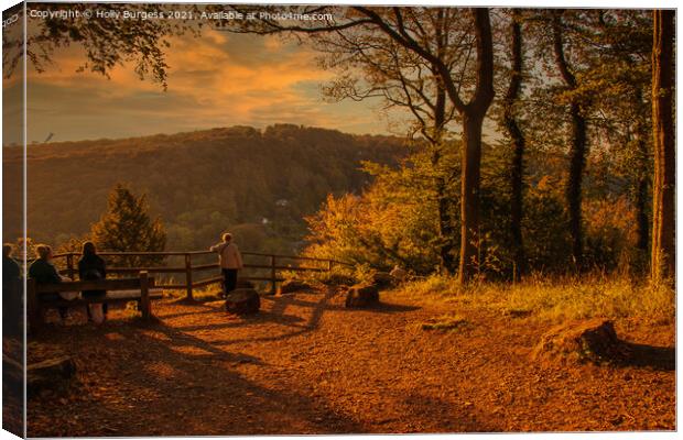Symonds Yat over the hills at sunset in Autumn  Canvas Print by Holly Burgess