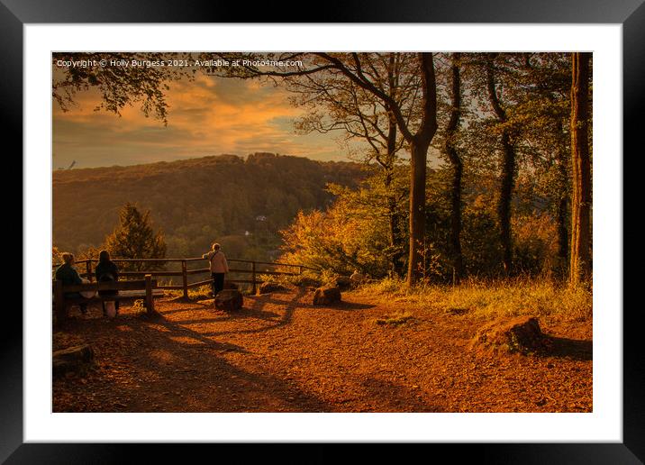 Symonds Yat over the hills at sunset in Autumn  Framed Mounted Print by Holly Burgess