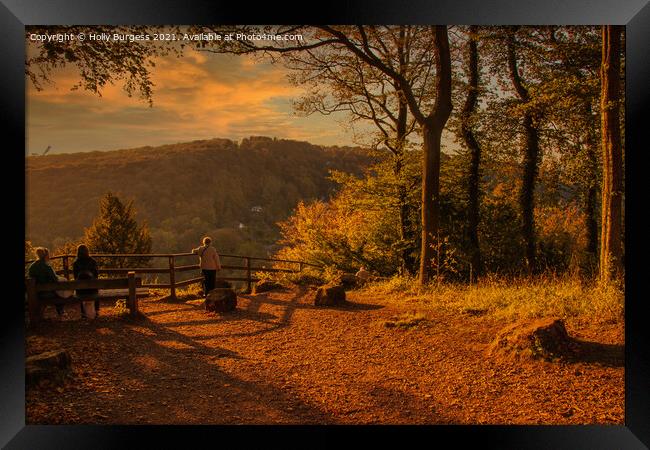 Symonds Yat over the hills at sunset in Autumn  Framed Print by Holly Burgess