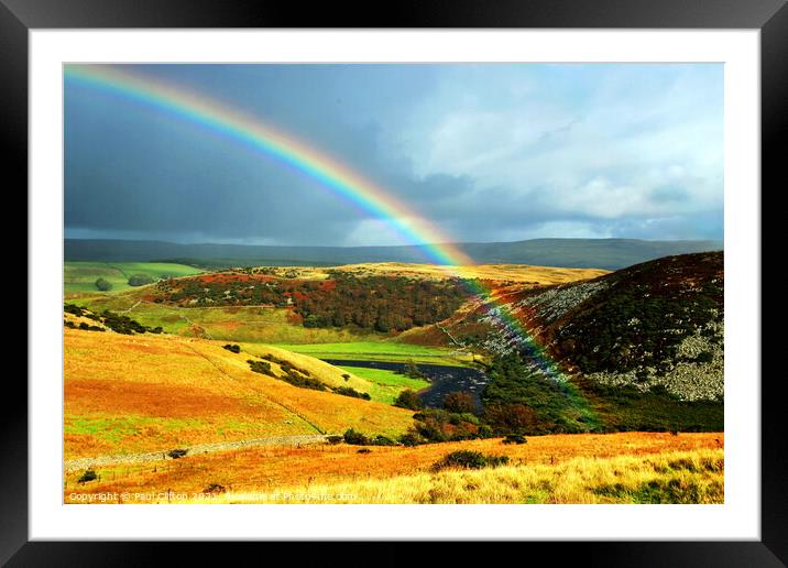 Rainbow over Teesdale. Framed Mounted Print by Paul Clifton