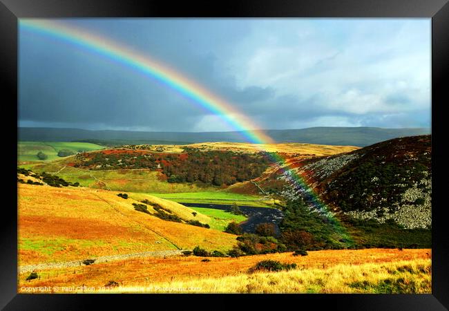 Rainbow over Teesdale. Framed Print by Paul Clifton